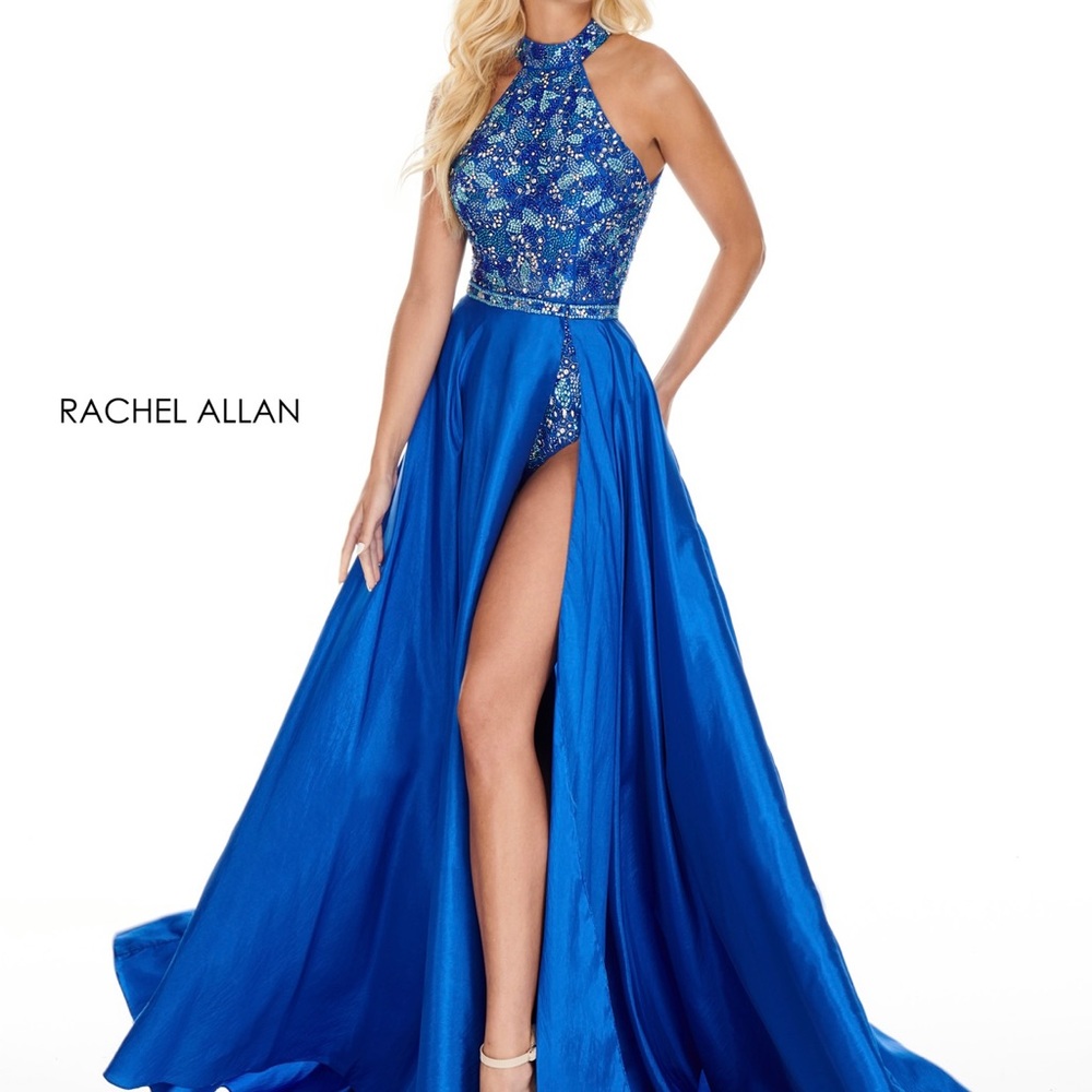 Rachel Allan Blue Bodysuit Dress Size 8